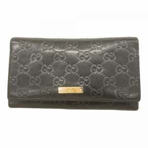 Gucci long wallet Guccissima 244946 leather black women's